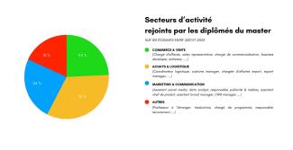 Graphique montrant les secteurs d'activités occupés par les diplômés du Master LMI entre 2001 et 2023